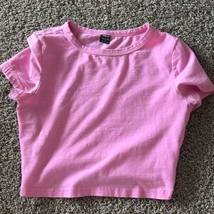 Pink tight shirt crop top